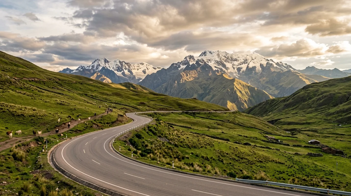 Vista panorámica de la carretera de la Ruta andina — Tramo piloto
